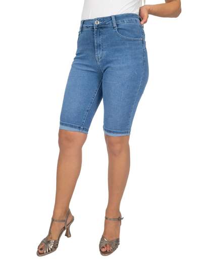 Bermuda jeans donna femminile elasticizzato con tasche