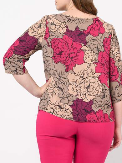 KITANA Blusa Elegante Taglie Forti Donna In Raso Stampa Floreale