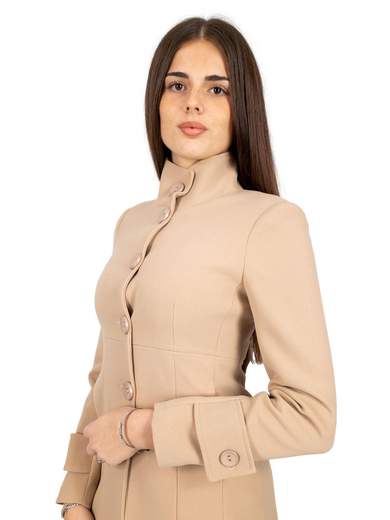 Cappotto Donna Corto Sciancrato Elegante con Collo Alto
