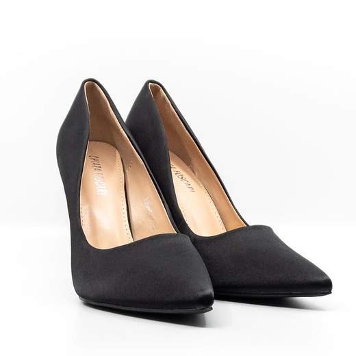 Décolleté nere in raso con tacco alto a spillo A30-097