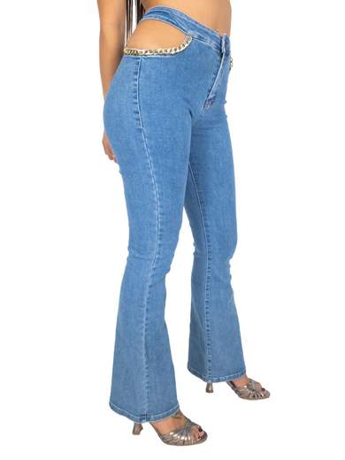 EILOUS JEANS Jeans Vita Alta A Zampa Donna Aperti Sul Fianco Bootcut