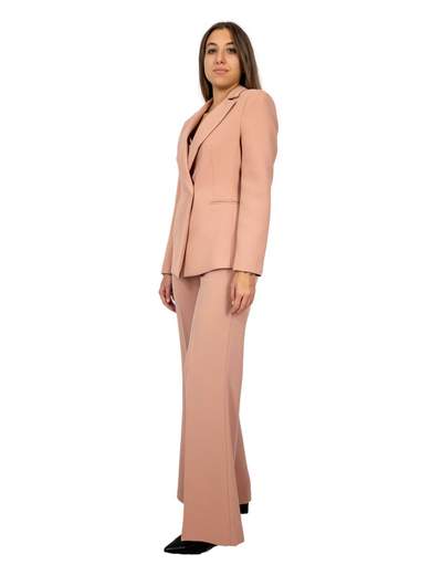 Tailleur donna con giacca in crepe e pantalone over flaire