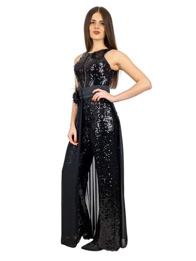 Tuta elegante donna jumpsuit da cerimonia in paillettes