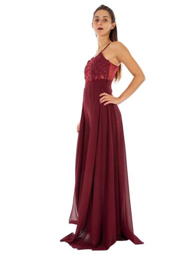 Tuta elegante per cerimonia slim corpetto pizzo macramé