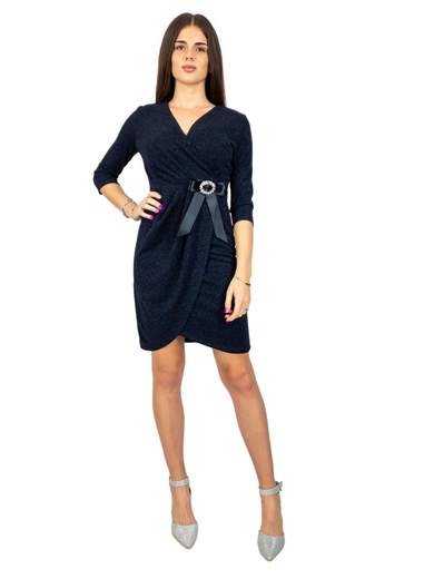 Vestito da cerimonia corto elegante a manica lunga glitterato