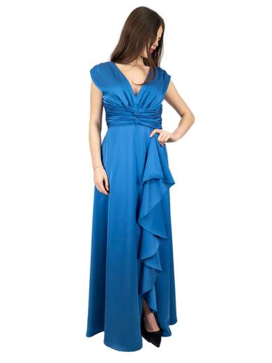 Vestito lungo cerimonia scollo v taglie forti con spacco