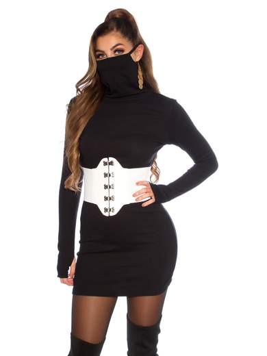 KOUCLA Maxi Maglia Vestito Con Mascherina Integrata Vestibilità Slim