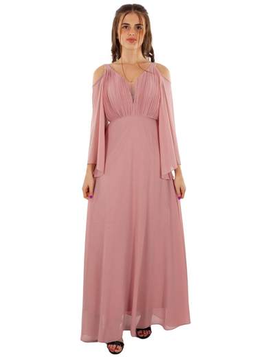 Abito lungo elegante cerimonia manica lunga stile impero