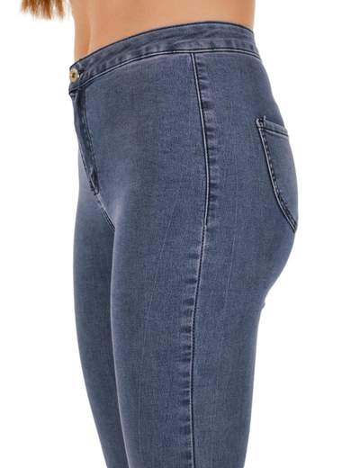 Jeans Crop Donna Vita Alta Skinny Push Up Stretti Elasticizzati