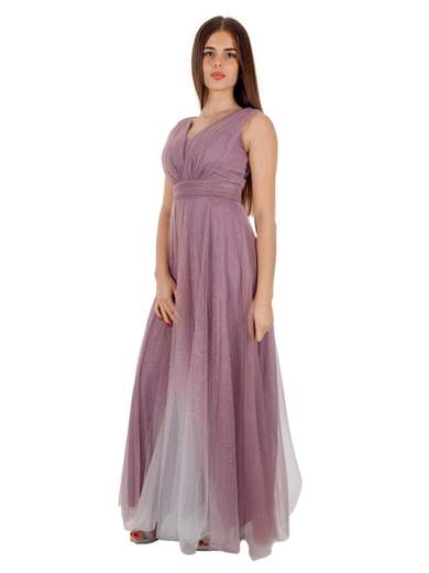 Abito lungo da cerimonia in tulle stile impero