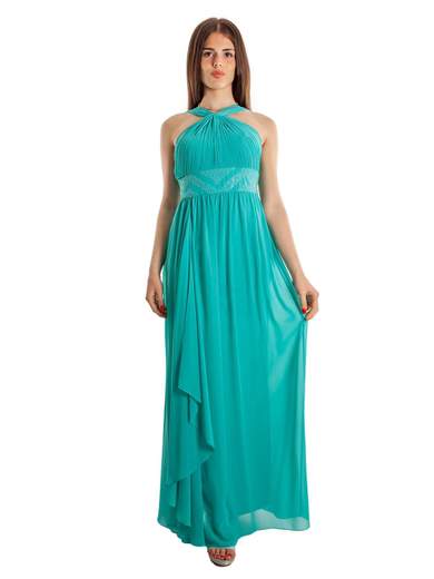 Abito da cerimonia lungo elegante stile impero con spacco