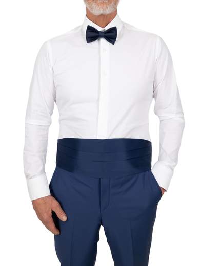 Abito cerimonia uomo slim fit Drop 6 con panciotto fascia e papillon