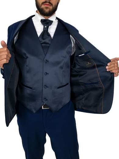 Abito cerimonia uomo con revers a scialle in raso slim fit Drop 8