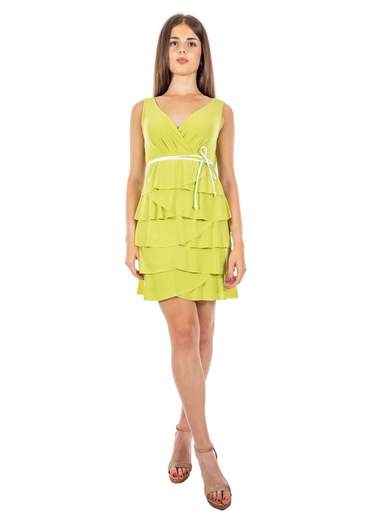 Abito a balze Rinascimento corto scollo a v casual donna