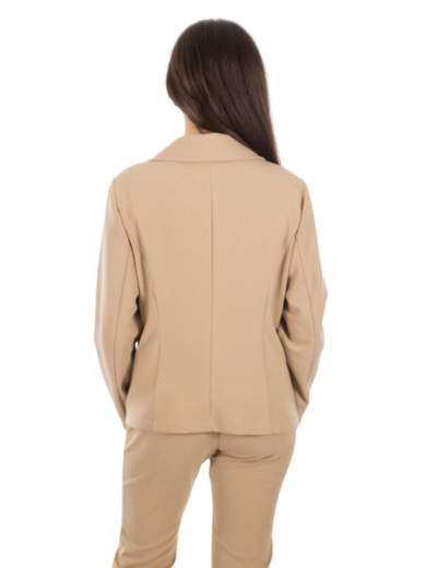 Blazer donna corto monopetto in tessuto crepe collo reverse