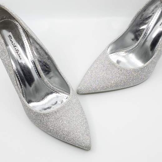 Décolleté argento glitter tacco lucido cm 11 e mezzo 8380