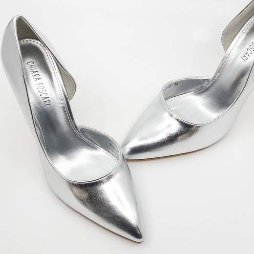 Décolleté argento eleganti con tacco a spillo 10 cm