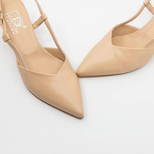 Decollete beige cerimonia tacco medio largo con cinturino