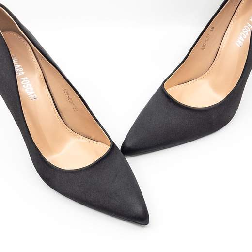 Décolleté nere in raso con tacco alto a spillo A30-097