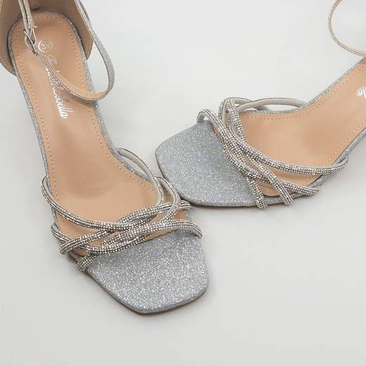 Sandali argento cerimonia estivi donna tacco medio e largo