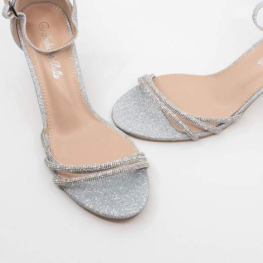 FASHION & BELLA Sandali Argento Cerimonia Eleganti Donna Comodi Tacco Medio