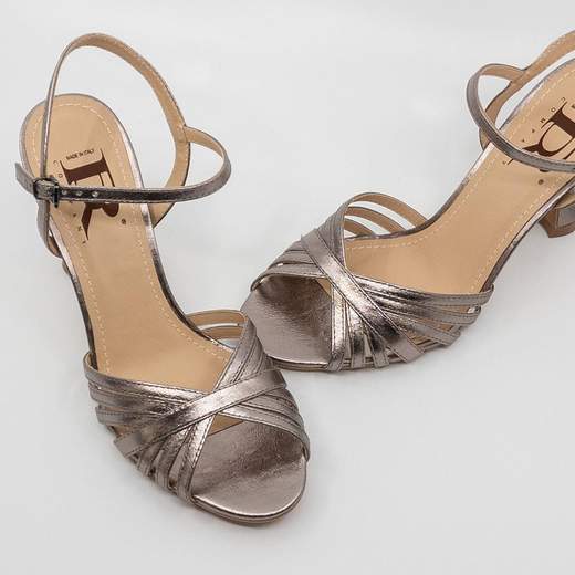 Sandali eleganti da cerimonia estivi donna tacco largo bronzo