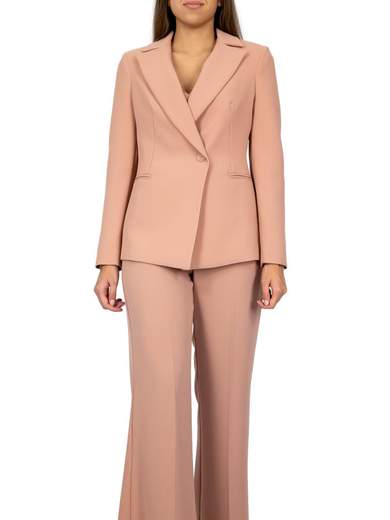 Tailleur donna con giacca in crepe e pantalone over flaire