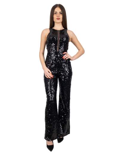 Tuta elegante donna jumpsuit da cerimonia in paillettes
