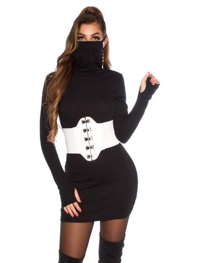 KOUCLA Maxi Maglia Vestito Con Mascherina Integrata Vestibilità Slim