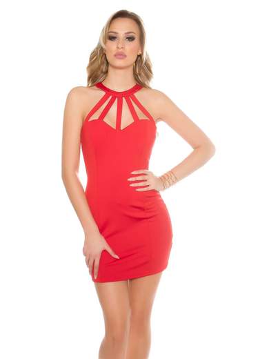 KOUCLA Vestito Corto A Tubino Da Sera Scollo Americano Schiena Scoperta