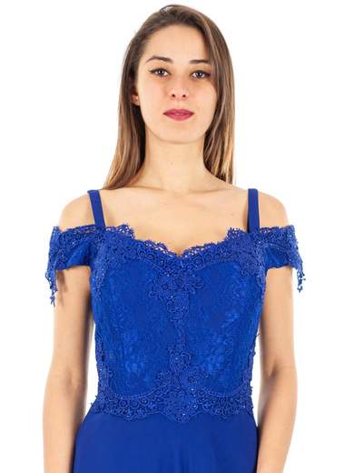 Abito da cerimonia lungo donna con scollo omerale elegante