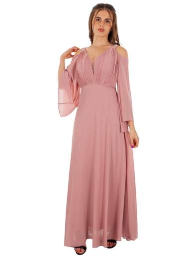 Abito lungo elegante cerimonia manica lunga stile impero