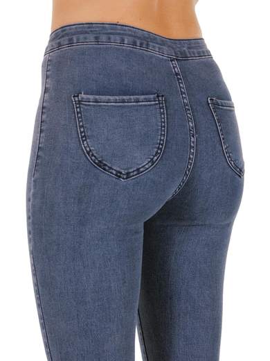 Jeans Crop Donna Vita Alta Skinny Push Up Stretti Elasticizzati