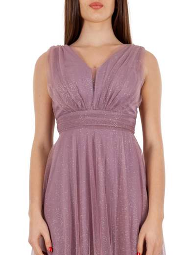 Abito lungo da cerimonia in tulle stile impero