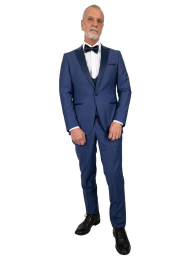 Abito cerimonia uomo slim fit Drop 6 con panciotto fascia e papillon