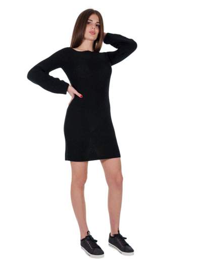 RINASCIMENTO Maxi Maglia Vestito In Cotone A Coste Con Maniche A Palloncino