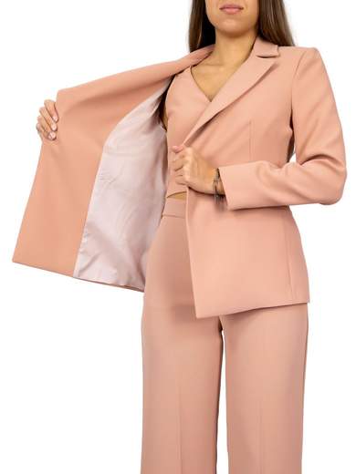 Tailleur donna con giacca in crepe e pantalone over flaire