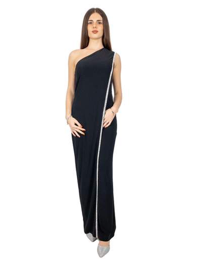 Tuta elegante per cerimonia jumpsuit monospalla con strass