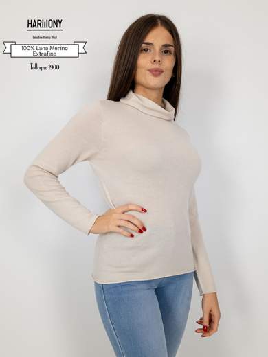 BLUE JOINT Maglia Lana Merino Extrafine A Dolcevita Donna Made In Italy