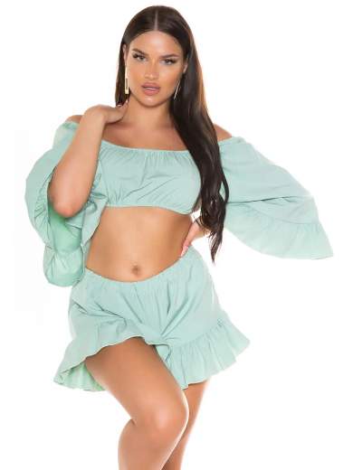 KOUCLA Completo Coordinato Top e Shorts con Volant 0000SET62108