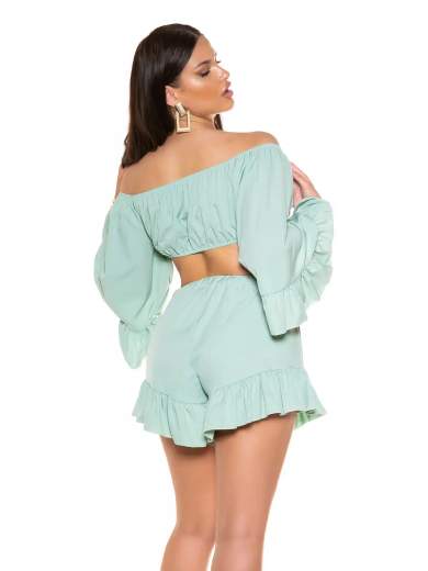KOUCLA Completo Coordinato Top e Shorts con Volant 0000SET62108