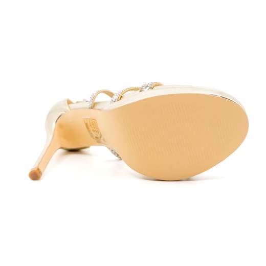 Sandali Gioiello Donna Oro con Tacco a Spillo e Plateau