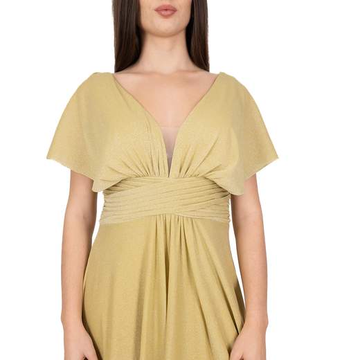 Abito stile impero taglie forti lungo elegante donna glitterato