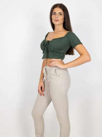 Bucle Top Corto Donna Scollo A Cuore In Viscosa Estivo E Pancia Scoperta