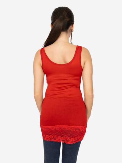 Canotta Donna Lunga Con Pizzo In Fondo Basic Per Leggings Slim Fit