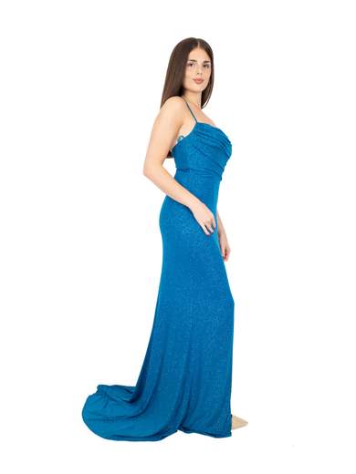 JEAN CRYÒ Vestito Diciottesimo Cerimonia Elegante Lungo Glitterato Con Spacco