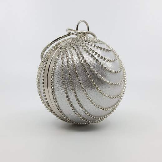Pochette a Sfera Argento con Strass – Clutch Elegante da Cerimonia