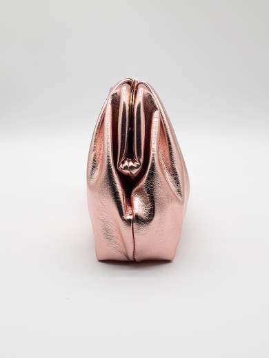 Shiny Champagne Evening Clutch Bag with Chain Strap