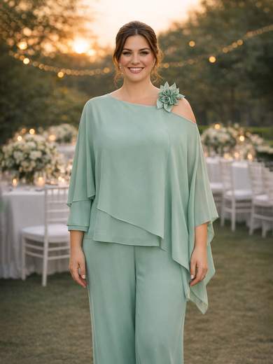 Completo Cerimonia Curvy in Georgette con Casacca e Pantalone ysv370