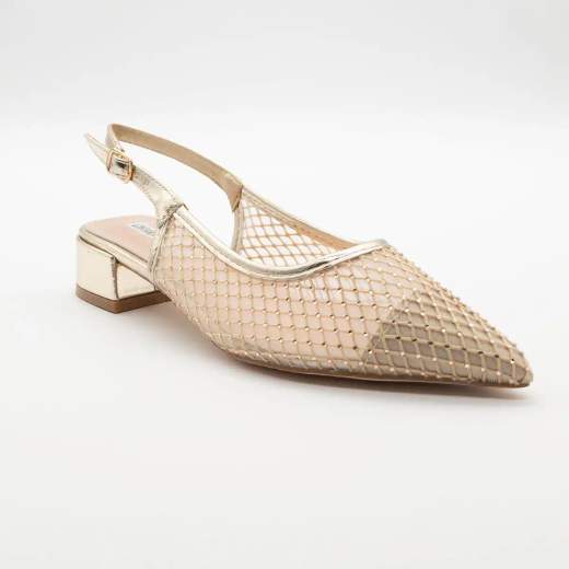 Chiara Foscari Slingback Donna Oro con Rete Brillante e Tacco Basso 3,5 cm A31-3121-ORO